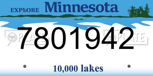 7801942 Minnesota License Plate