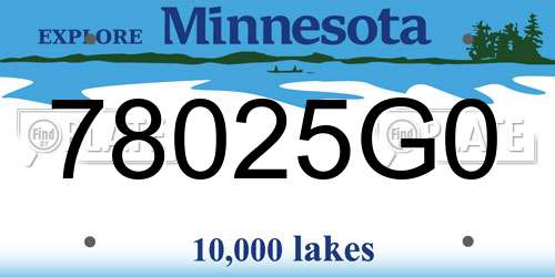 78025G0 Minnesota License Plate