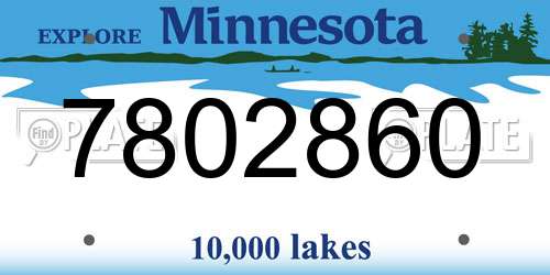 7802860 Minnesota License Plate