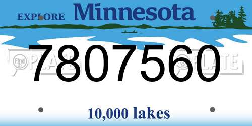 7807560 Minnesota License Plate