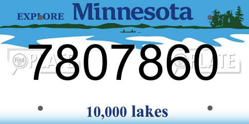 7807860 Minnesota License Plate
