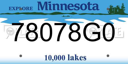 78078G0 Minnesota License Plate