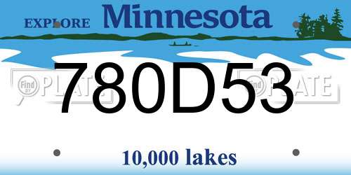 780D53 Minnesota License Plate