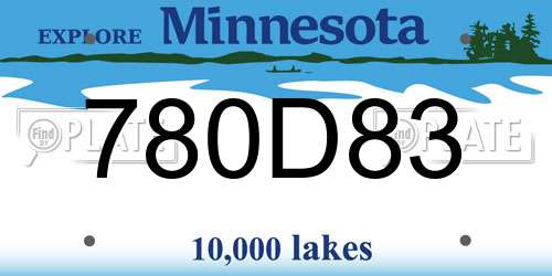 780D83 Minnesota License Plate