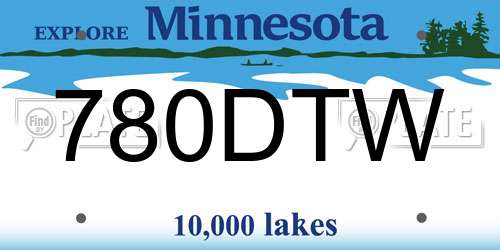 780DTW Minnesota License Plate