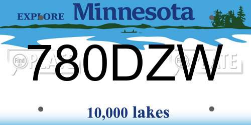 780DZW Minnesota License Plate