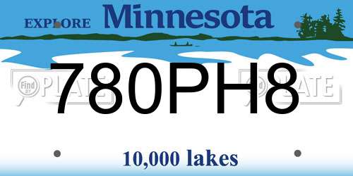 780PH8 Minnesota License Plate