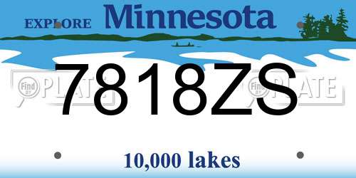 7818ZS Minnesota License Plate