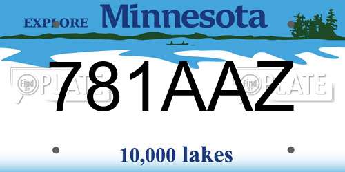 781AAZ Minnesota License Plate