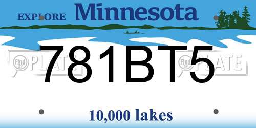 781BT5 Minnesota License Plate