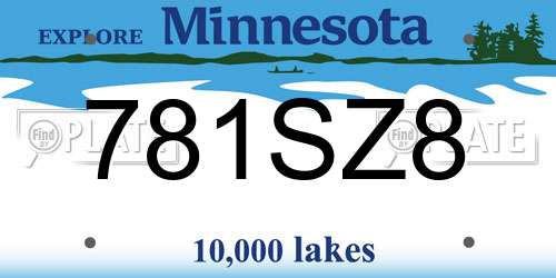 781SZ8 Minnesota License Plate
