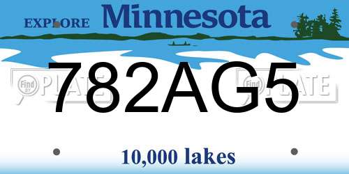 782AG5 Minnesota License Plate