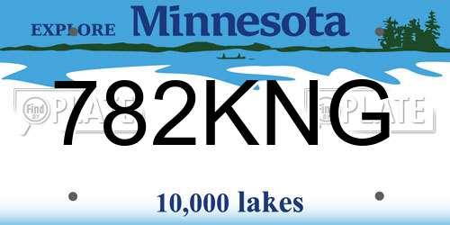 782KNG Minnesota License Plate