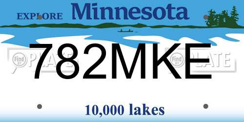 782MKE Minnesota License Plate