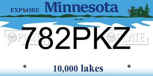 782PKZ Minnesota License Plate