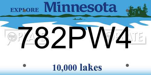 782PW4 Minnesota License Plate