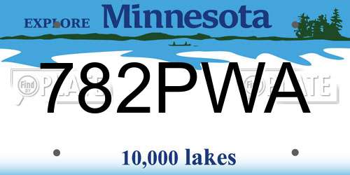 782PWA Minnesota License Plate