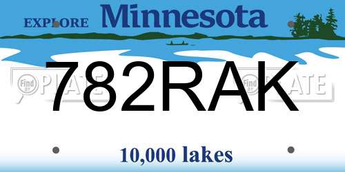 782RAK Minnesota License Plate