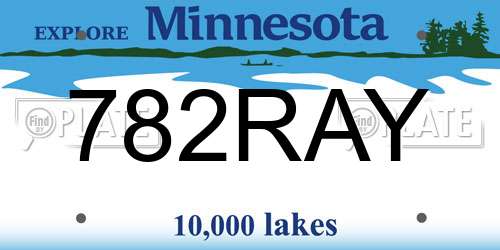 782RAY Minnesota License Plate