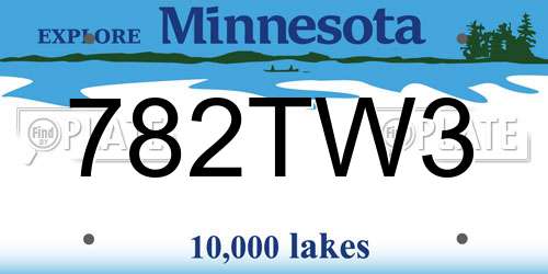 782TW3 Minnesota License Plate