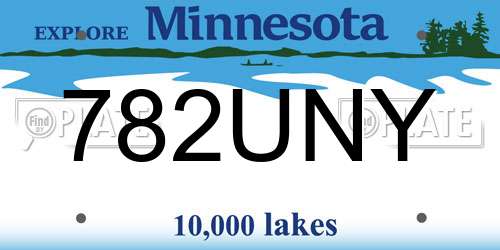 782UNY Minnesota License Plate
