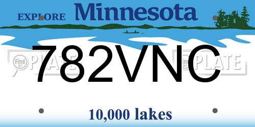 782VNC Minnesota License Plate