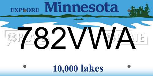 782VWA Minnesota License Plate