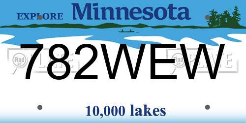 782WEW Minnesota License Plate