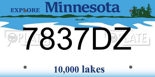 7837DZ Minnesota License Plate