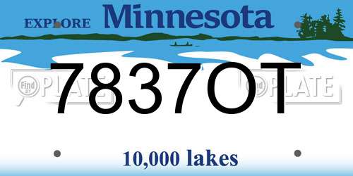 7837OT Minnesota License Plate