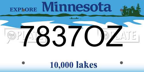 7837OZ Minnesota License Plate