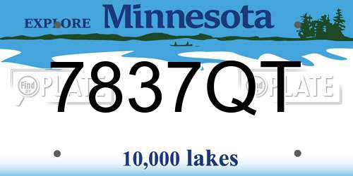 7837QT Minnesota License Plate