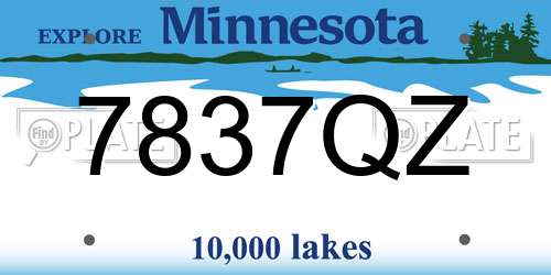 7837QZ Minnesota License Plate