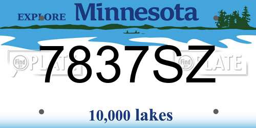 7837SZ Minnesota License Plate