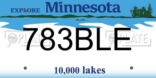 783BLE Minnesota License Plate