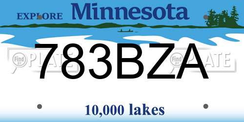 783BZA Minnesota License Plate
