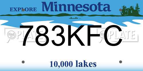 783KFC Minnesota License Plate
