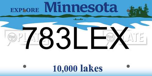 783LEX Minnesota License Plate