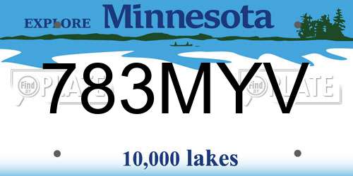 783MYV Minnesota License Plate