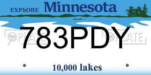 783PDY Minnesota License Plate