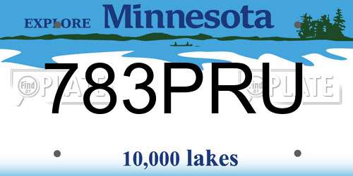783PRU Minnesota License Plate