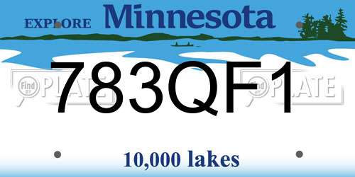 783QF1 Minnesota License Plate