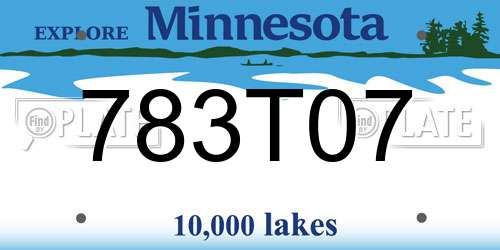783T07 Minnesota License Plate