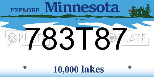 783T87 Minnesota License Plate