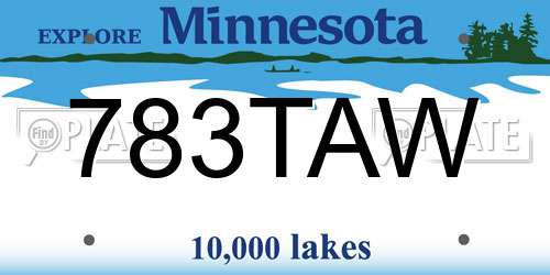 783TAW Minnesota License Plate