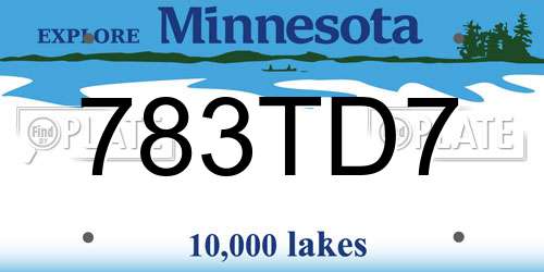 783TD7 Minnesota License Plate