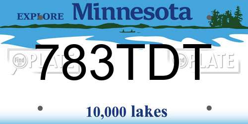 783TDT Minnesota License Plate