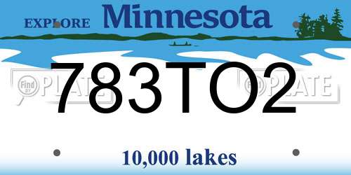 783TO2 Minnesota License Plate