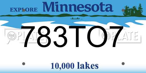 783TO7 Minnesota License Plate