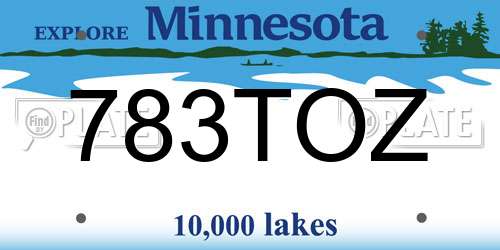 783TOZ Minnesota License Plate